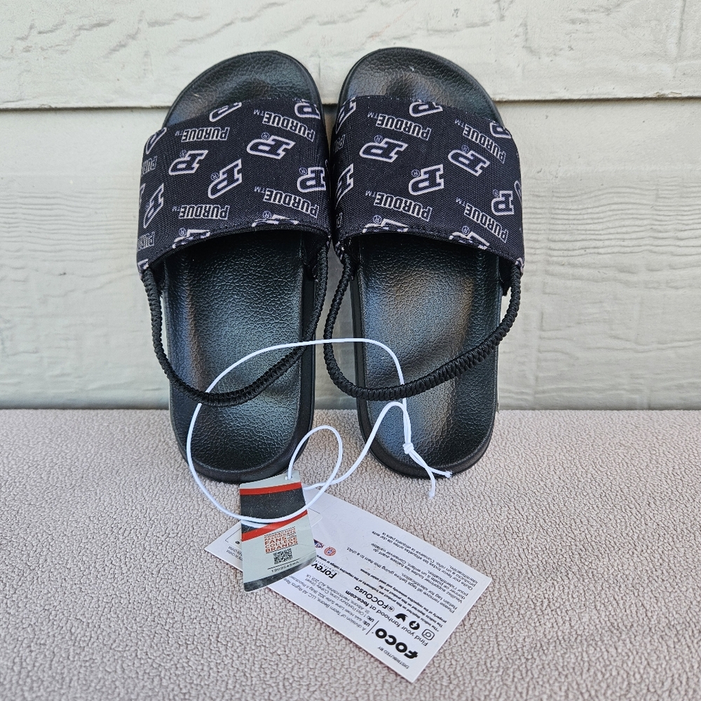 Foco Purdue Toddler Slide Sandal SZ L 9 10 Black Logo NCAA College